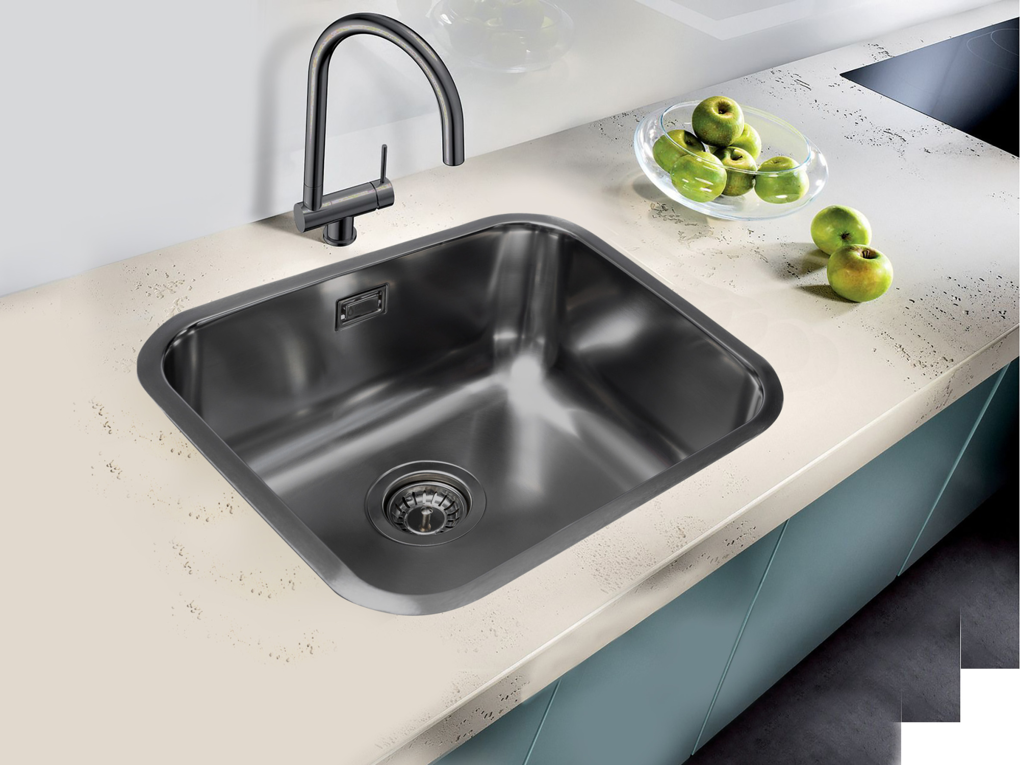 Мойка Grandex Aqua SELECT 49 ANTHRACITE, 495х445х200, сифон в комплекте (2003343)